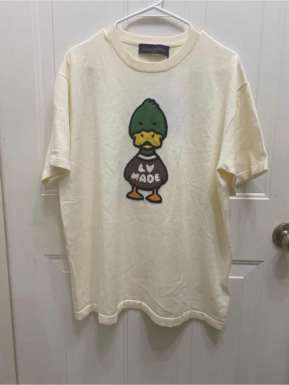 Louis Vuitton Cream Graphic Duck Short Sleeve Tee